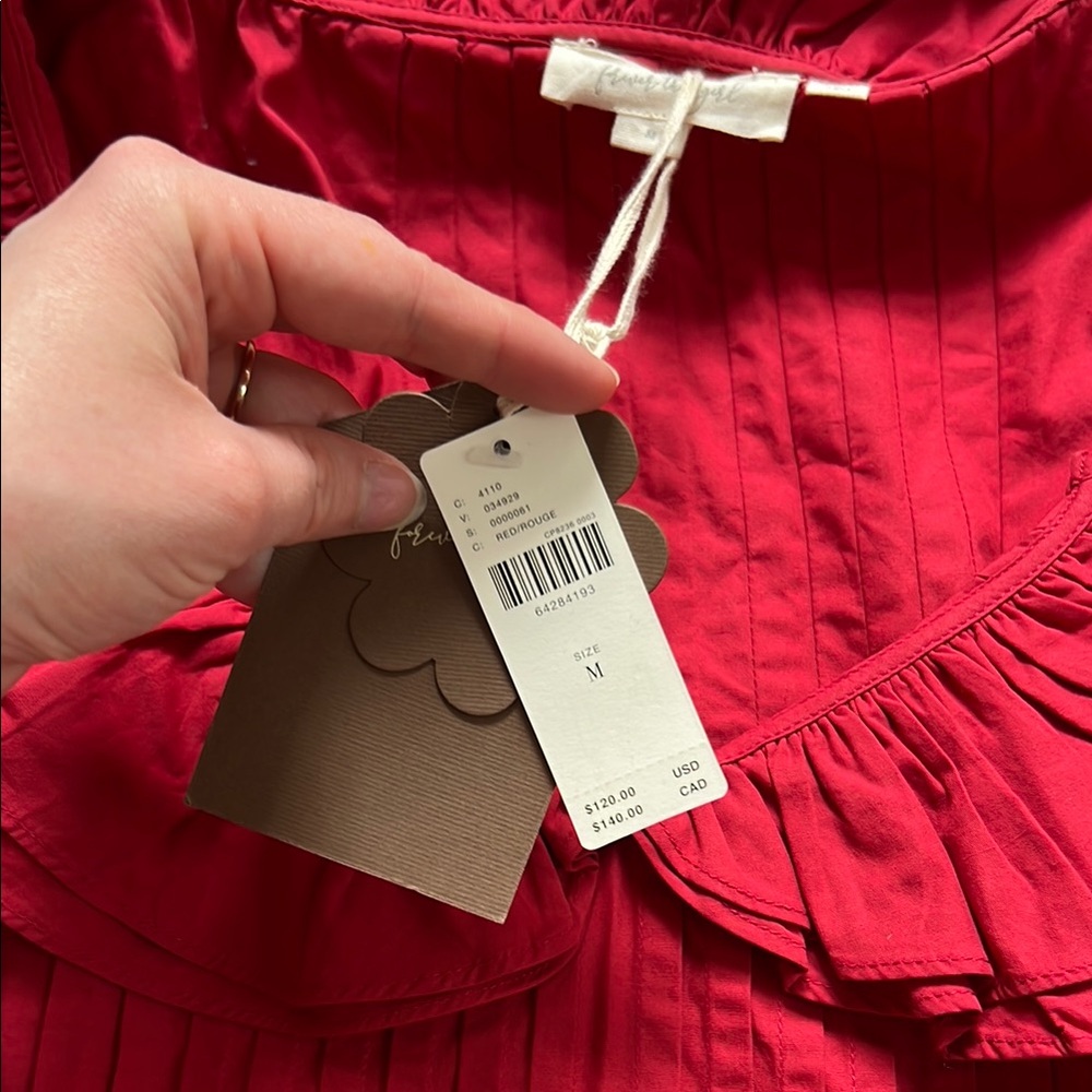 Women’s Red Ruffle Short-Sleeve Top - Picture 3 of 5
